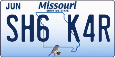 MO license plate SH6K4R