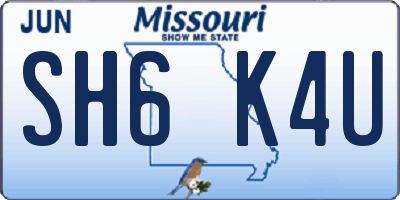 MO license plate SH6K4U