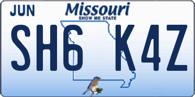 MO license plate SH6K4Z