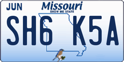 MO license plate SH6K5A
