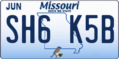MO license plate SH6K5B