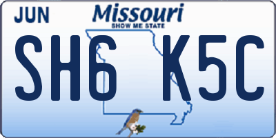 MO license plate SH6K5C