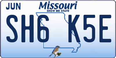 MO license plate SH6K5E