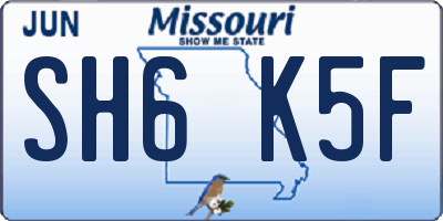 MO license plate SH6K5F