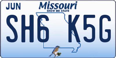 MO license plate SH6K5G