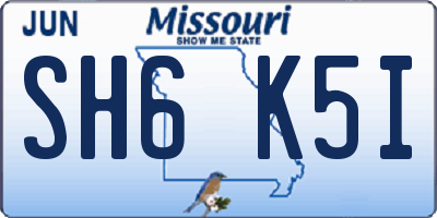 MO license plate SH6K5I