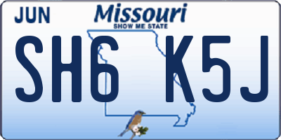 MO license plate SH6K5J