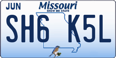 MO license plate SH6K5L