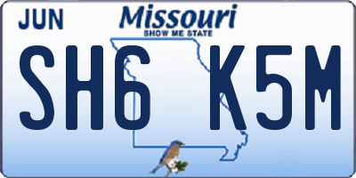 MO license plate SH6K5M