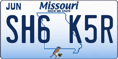 MO license plate SH6K5R
