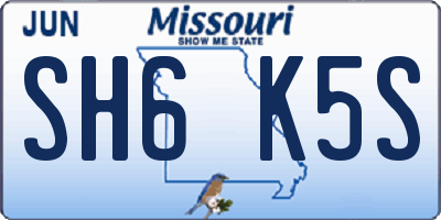 MO license plate SH6K5S