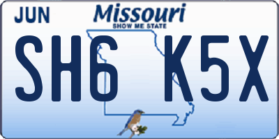 MO license plate SH6K5X