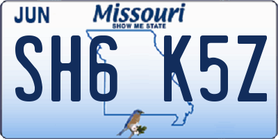MO license plate SH6K5Z