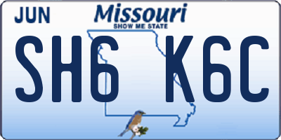 MO license plate SH6K6C