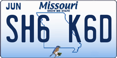 MO license plate SH6K6D