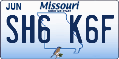 MO license plate SH6K6F