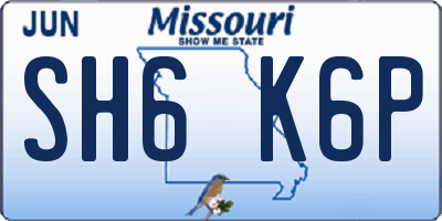 MO license plate SH6K6P