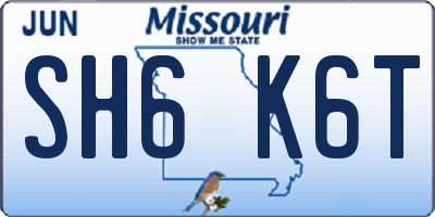 MO license plate SH6K6T