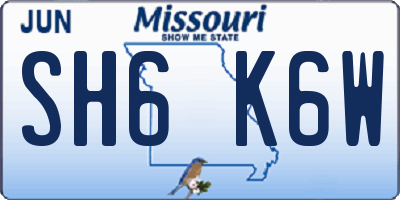 MO license plate SH6K6W