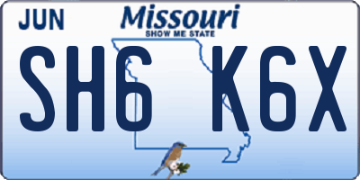 MO license plate SH6K6X