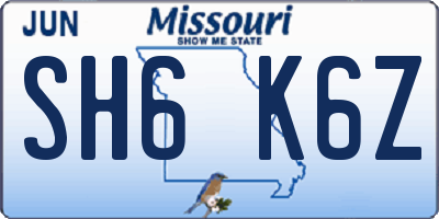 MO license plate SH6K6Z