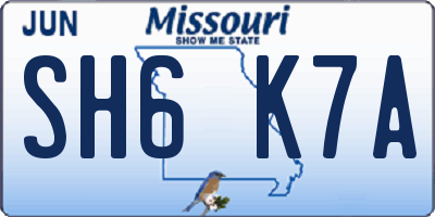 MO license plate SH6K7A