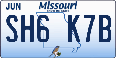 MO license plate SH6K7B