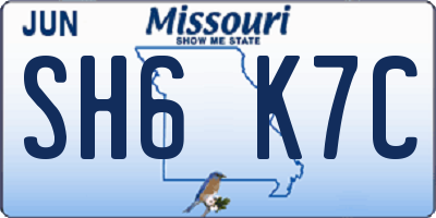 MO license plate SH6K7C