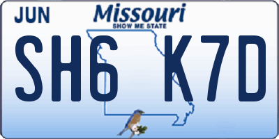 MO license plate SH6K7D