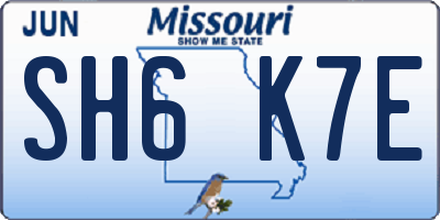 MO license plate SH6K7E