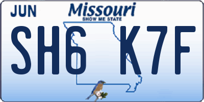 MO license plate SH6K7F