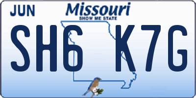 MO license plate SH6K7G