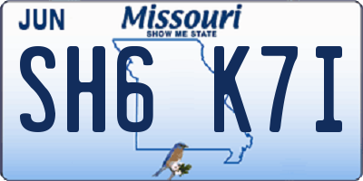MO license plate SH6K7I