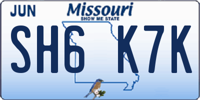 MO license plate SH6K7K