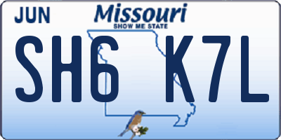 MO license plate SH6K7L