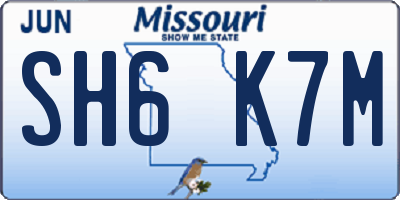 MO license plate SH6K7M
