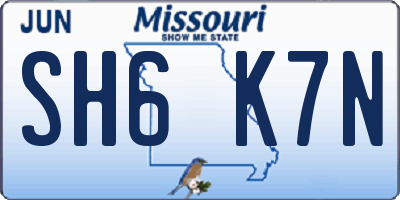 MO license plate SH6K7N