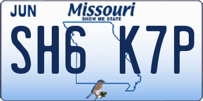 MO license plate SH6K7P