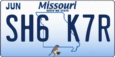 MO license plate SH6K7R
