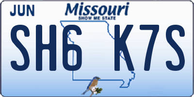 MO license plate SH6K7S