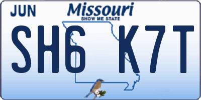 MO license plate SH6K7T