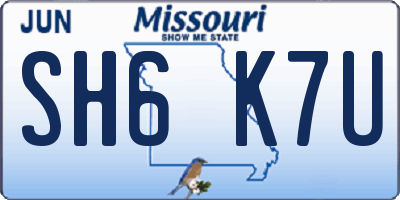 MO license plate SH6K7U