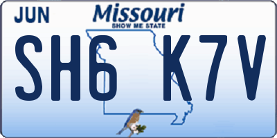 MO license plate SH6K7V