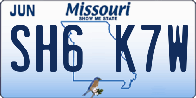 MO license plate SH6K7W