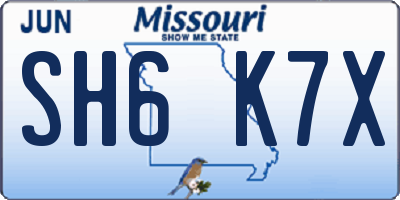 MO license plate SH6K7X