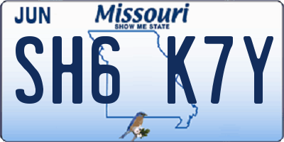 MO license plate SH6K7Y