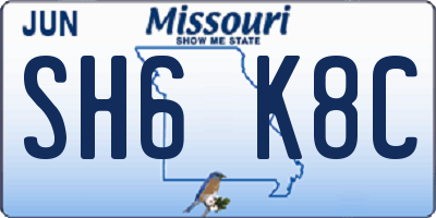 MO license plate SH6K8C