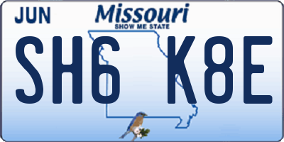 MO license plate SH6K8E