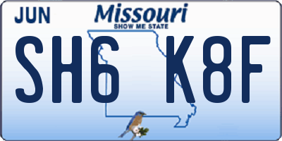 MO license plate SH6K8F
