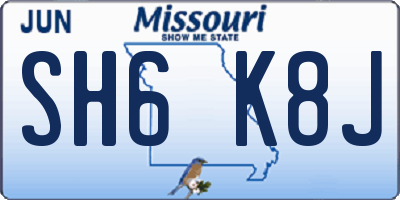 MO license plate SH6K8J